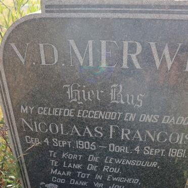 MERWE Nicolaas Francois, v.d. 1905-1961