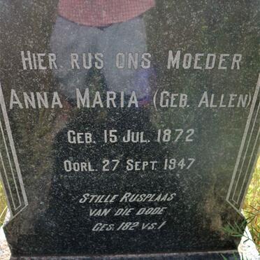 MARX Anna Maria nee ALLEN 1872-1947
