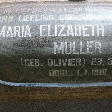 MULLER Maria Elizabeth nee OLIVIER 1918-1961