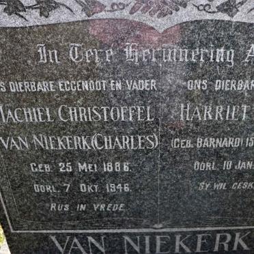 NIEKERK Machiel Christoffel, van 1886-1946 &amp; Harriet Agnes BARNARD 1892-1954