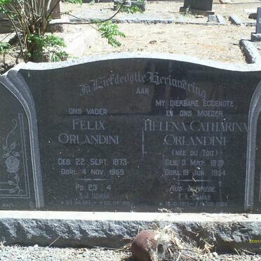 ORLANDINI Felix 1873-1959 &amp; Helena Catharina DU TOIT 1877-1954