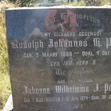 POTTAS Rudolph Johannes H. 1866-1945 &amp; Johanna Wilhelmina J. OOSTHUIZEN 1874-1953