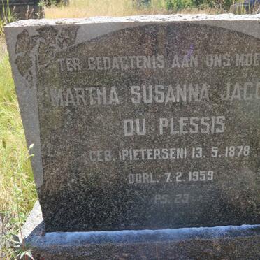 PLESSIS Martha Susanna Jacoba, du nee PIETERSEN 1878-1959