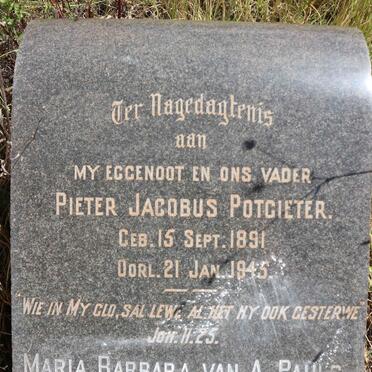 POTGIETER Pieter Jacobus 1891-1945 &amp; Maria Barbara van A. Pauls MACRAE 1897-1986