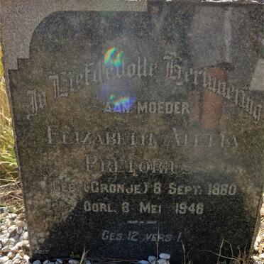PRETORIUS Elizabeth Aletta nee CRONJE 1860-1948