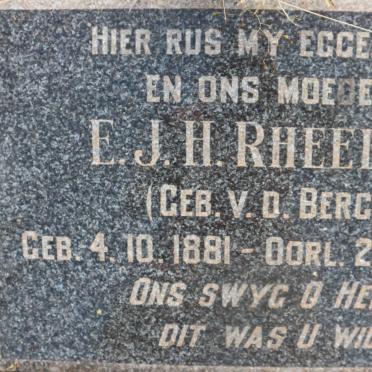 RHEEDER E.J.H. nee V.D. BERG 1881-1946