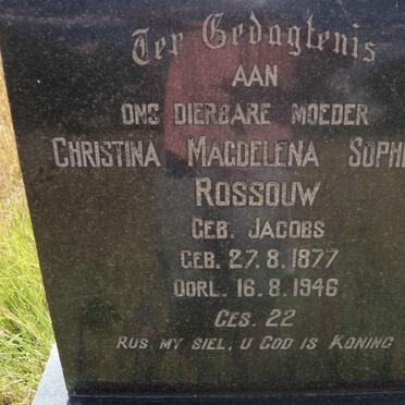 ROSSOUW Christina Magdelena Sophia nee JACOBS 1877-1946