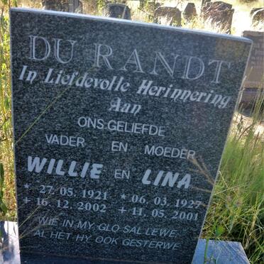 RANDT Willie, du 1921-2002 &amp; Lina 1927-2001