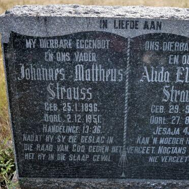 STRAUSS Johannes Mattheus 1896-1951 &amp; Alida Elizabeth 1902-1978