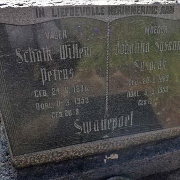 SWANEPOEL Schalk Willem Petrus 1896-1953 &amp; Johanna Susanna Susarah 1889-1953
