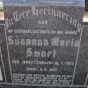 SWART Susanna Maria nee BREYTENBACH 1926-1947