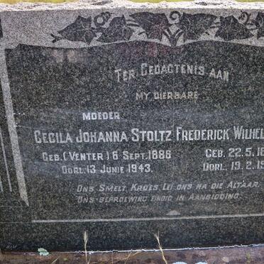 STOLTZ Frederick Wilhelm 1874-1962 &amp; Cecila Johanna VENTER 1886-1943
