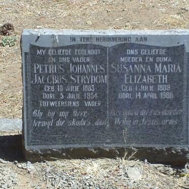 STRYDOM Petrus Johannes Jacobus 1883-1954 &amp; Susanna Maria Elizabeth 1889-1986