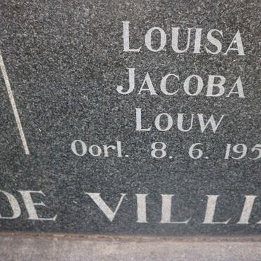 VILLIERS Frances Reitz, de -1947 &amp; Louisa Jacoba Louw -1958 :: DE VILLIERS Rijk Taillefer Bernhardi -1958