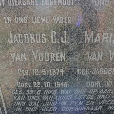 VUUREN Jacobus C.J., van 1874-1945 &amp; Maria M.J. JACOBS 1873-1968