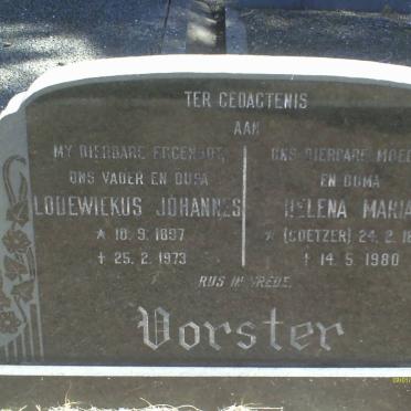 VORSTER Lodewiekus Johannes 1897-1973 &amp; Helena Maria COETZER 1897-1980