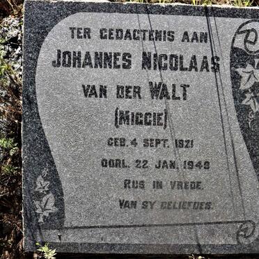 WALT Johannes Nicolaas, van der 1921-1949