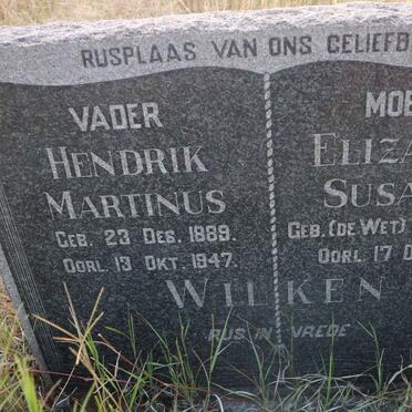 WILKEN Hendrik Martinus 1889-1947 &amp; Elizabeth Susanna DE WET 1893-1966