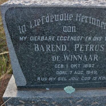 WINNAAR Barend Petrus, de 1892-1949