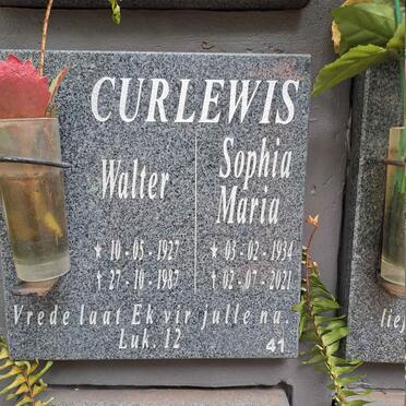 CURLEWIS Walter 1927-1987 & Sophia Maria 1934-2021