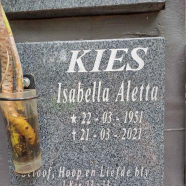 KIES Isabella Aletta 1951-2021