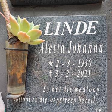 LINDE Aletta Johanna 1930-2021