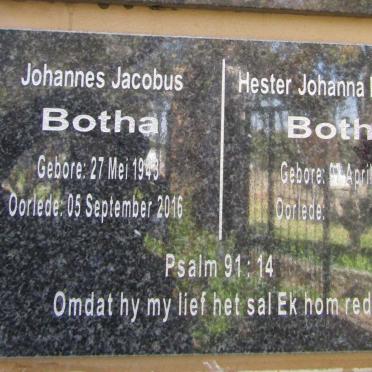 BOTHA Johannes Jacobus 1943-2016 & Hester Johanna Elizabeth 1945-