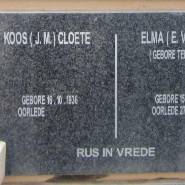 CLOETE J.M. 1936- &amp; E.V. TERBLANCHE 1930-2007
