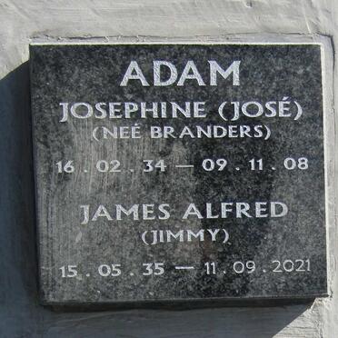 ADAM James Alfred 1935-2021 &amp; Josephine BRANDERS 1934-2008
