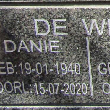 WET Danie, de 1940-2020 &amp; Fienie 1941-