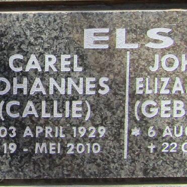 ELS Carel Johannes 1929-2010 &amp; Johanna Elizabeth KOTZE 1930-2020