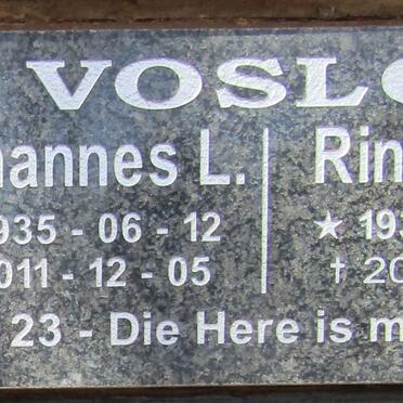 VOSLOO Johannes L. 1935-2011 &amp; E.C. 1932-2017