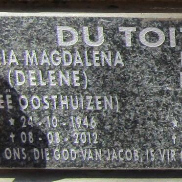 TOIT Daniël Petrus, du 1944- &amp; Maria Magdalena OOSTHUZEN 1946-2012