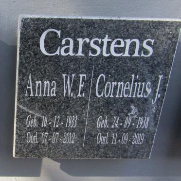 CARSTENS Cornelius J. 1938-2019 &amp; Anna W.F. 1933-2012