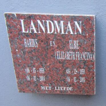 LANDMAN Hardus 1959-2004 &amp; Elizabeth Francina 1959-2004