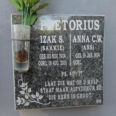 PRETORIUS Izak S. 1934-2015 &amp; Anna C.W. 1934-