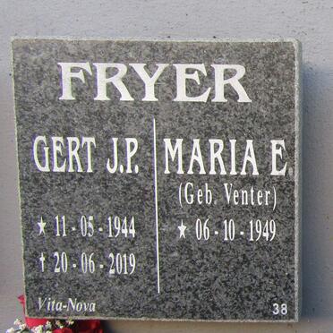 FRYER Gert J.P. 1944-2019 &amp; Maria E. VENTER 1949-