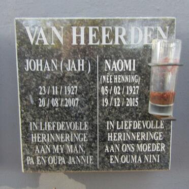 HEERDEN Johan, van 1927-2007 &amp; Naomi HENNING 1927-2015