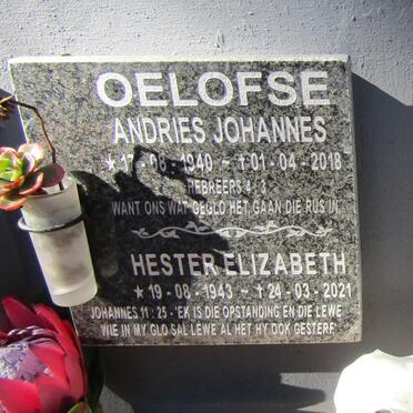 OELOFSE Andries Johannes 1940-2018 &amp; Hester Elizabeth1943-2021