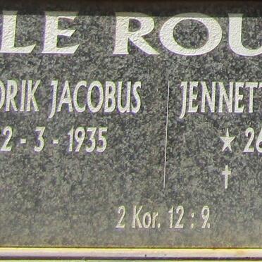 ROUX Hendrik Jacobus, le 1935 - & Jenetta Hendrika 1946 -