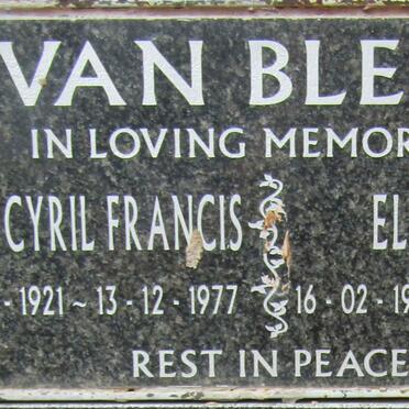 BLERK Ivan Cyril Francis, van 1921-1977 & Elizabeth 1923-2017