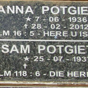 POTGIETER Sam 1937- & Anna 1936-2012