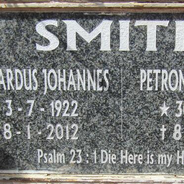 SMITH Gerhardus Johannes 1922-2012 & Petronella Jacoba 1922-2010