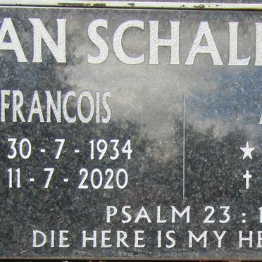 SCHALKWYK Francois, van 1934-2020 & Annakie 1936-
