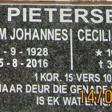 PIETERSEN Pieter Johannes 1928-2016 & Cecilia Johanna 1928-2012
