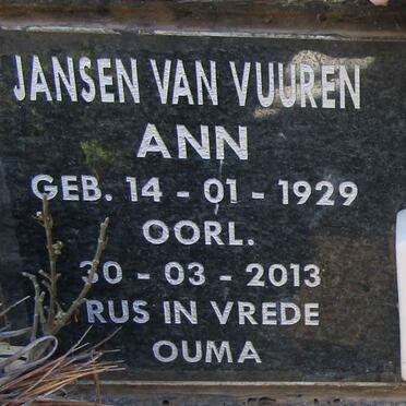 VUUREN Ann, Jansen van 1929-2013