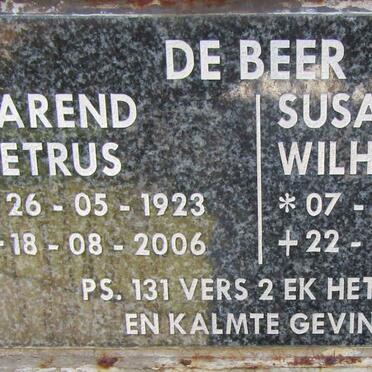 BEER Barend Petrus, de 1923-2006 &amp; Susanna Wilhelmina 1925-2013