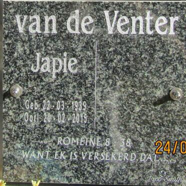 VENTER Japie, van de 1939-2015