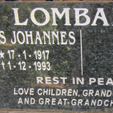 LOMBARD Petrus Johannes 1917-1993 &amp; Lilian 1927-2018