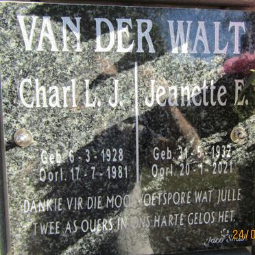 WALT Charl L.J., van der 1928-1981 &amp; Jeanette E. 1932-2021